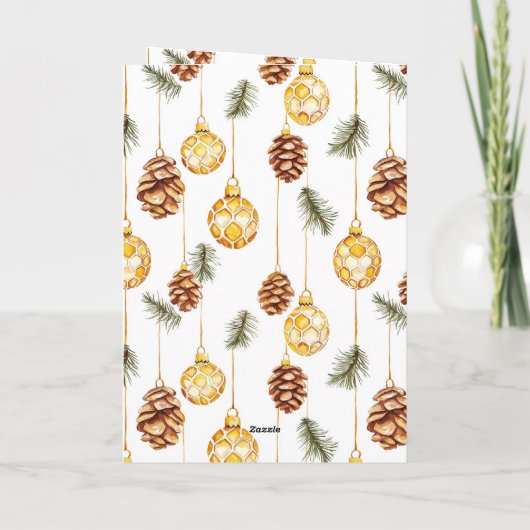 Carte Honey Ornaments Happy Bees Christmas Pine Cones (Dos)