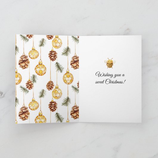 Carte Honey Ornaments Happy Bees Christmas Pine Cones (Intérieur)