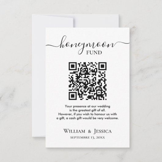 Carte Honeymoon Fund With QR Code (Devant)