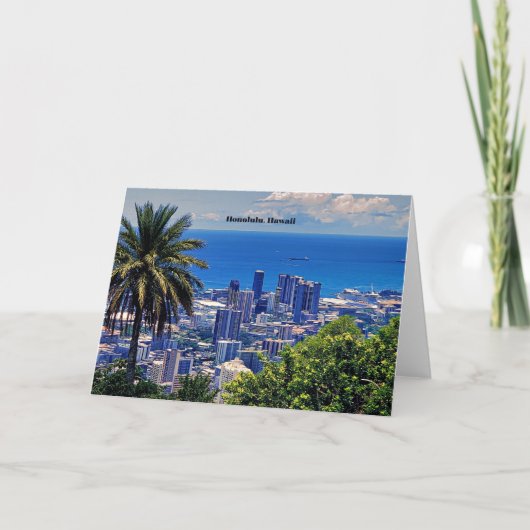 Carte Honolulu, Hawaii paysage urbain pittoresque (Devant)