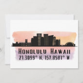 Carte Honolulu Skyline Latitude et Longitude (Devant)