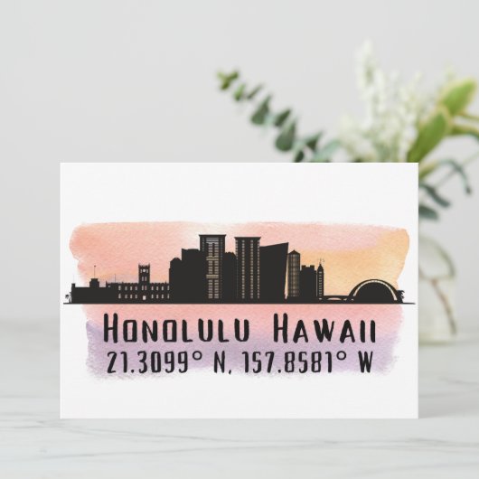 Carte Honolulu Skyline Latitude et Longitude (Debout devant)