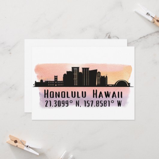 Carte Honolulu Skyline Latitude et Longitude (Devant/Arrière en situation)