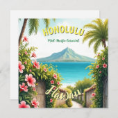 Carte Honolulu Voyage Hawaïen de style vintage (Devant / Derrière)