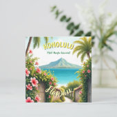 Carte Honolulu Voyage Hawaïen de style vintage (Debout devant)