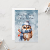 Carte Hoo Hoo Little Owl Joyeux Noël (Devant/Arrière en situation)