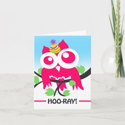 Carte Hoo-Ray, C'est ton anniversaire, chouette d'annive (Devant)