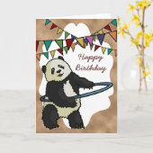 Carte Hoola Hooping Panda, greeting card (Fleur jaune)