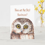 Carte Hoooo est le meilleur coiffeur ? Aquarelle Fun Owl (Fleur jaune)