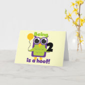Carte Hoot Owl 2e anniversaire T-shirts et cadeaux (Fleur jaune)