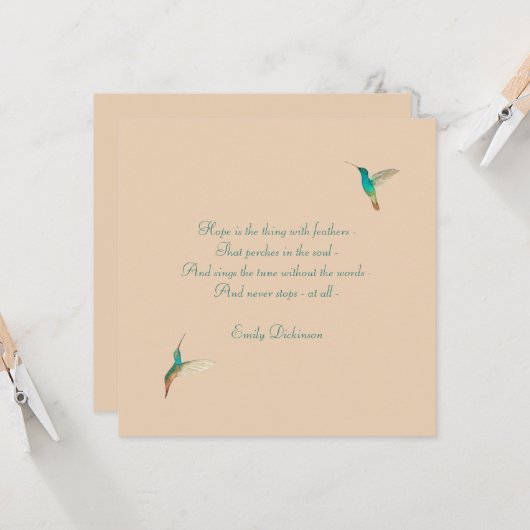 Carte Hope Hummingbird (Devant/Arrière en situation)