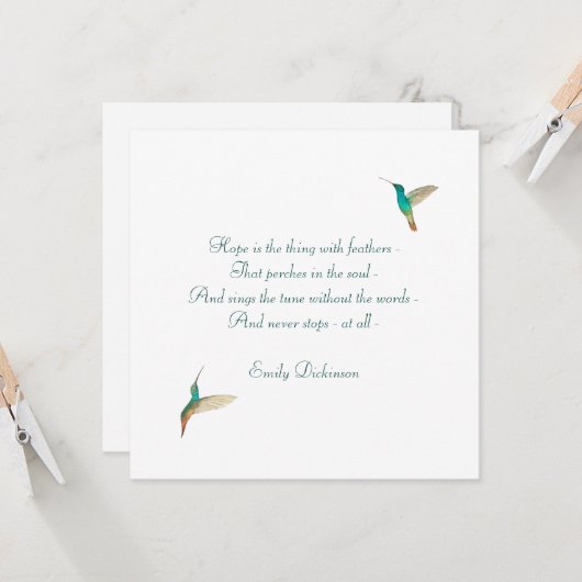Carte Hope Hummingbird (Devant/Arrière en situation)