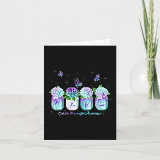 Carte HOPE Hydrangea Flower Butterfly Suicide Prevention (Devant)