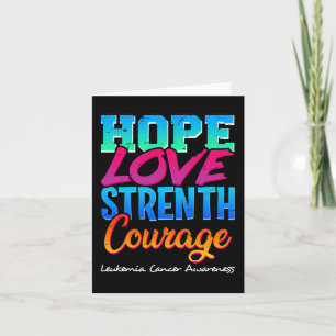Carte Hope Love Force Courage - Leucémie Cancer Aware