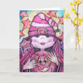 Carte Hope Pink Halloween Witch (Fleur jaune)