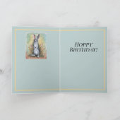 Carte Hoppy Anniversaire Rabbit Peinture Art mignon anim (Intérieur)