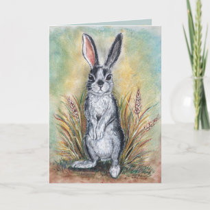 Carte Hoppy Birthday Rabbit Peinture Art mignon animal 