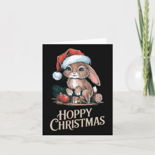 Carte Hoppy Christmas mignonne Bunny Santa Hat Holiday A