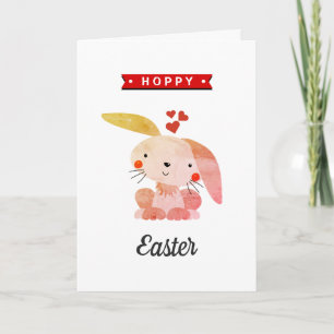 Carte "Hoppy Easter" Funny Whimsy Bunny Happy Easter