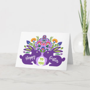 Carte Hoppy Folklore Pâques pour vous texte personnalisé