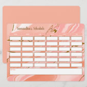 Carte Horaire de l'école stylish Girly Hebdomadaire (Devant / Derrière)