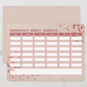 Carte Horaire hebdomadaire de l'école Girly Pink (Devant / Derrière)