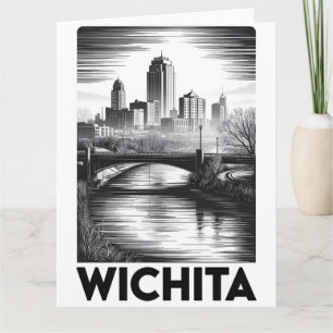 Carte Horizon de Wichita Kansas Noir et Blanc Gravure su