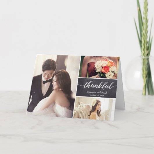 Carte Horizontal Rustic mariage merci photo collage (Devant)