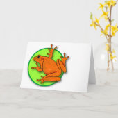Carte horizontale blanche de grenouille orange (Fleur jaune)