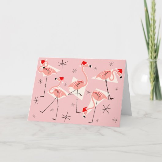 Carte horizontale Flamant rose Santas rose (Devant)