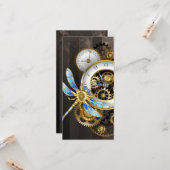 Carte Horloge à vapeur avec libellule mécanique (Devant/Arrière en situation)