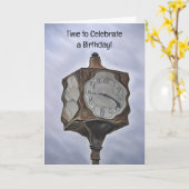 Carte Horloge d'avertissement amusant Anniversaire Wiggl (Fleur jaune)