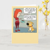 Carte Horloge de chien à l'heure d'alimentation drôle An (Fleur jaune)