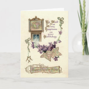 Carte Horloge Grand-Père Oubliez-Moi Pas Feuilles