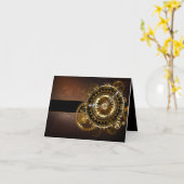Carte Horloge Steampunk avec des engrenages anciens (Fleur jaune)