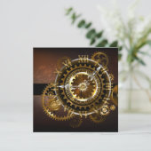 Carte Horloge Steampunk avec des engrenages anciens (Debout devant)