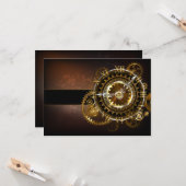 Carte Horloge Steampunk avec des engrenages anciens (Devant/Arrière en situation)