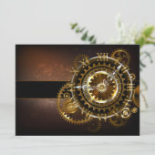Carte Horloge Steampunk avec des engrenages anciens (Debout devant)