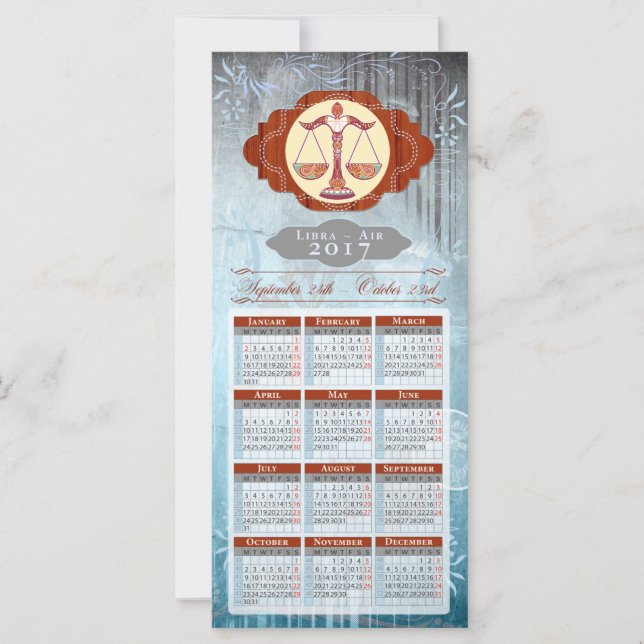 Carte Horoscope Calendrier Card 2017 ~ Libra (Devant)