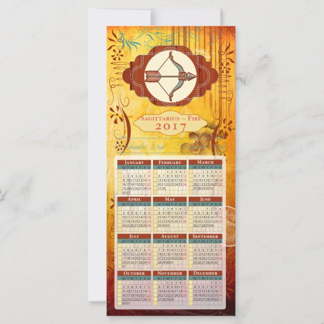 Carte Horoscope Calendrier Card 2017 ~ Sagittarius (Devant)