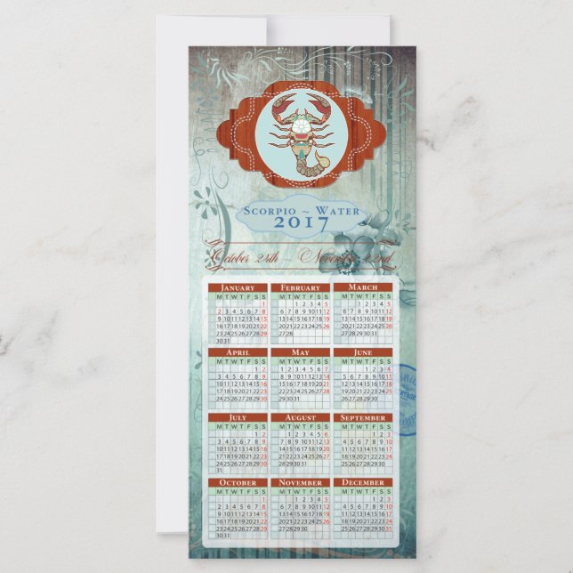 Carte Horoscope Calendrier Card 2017 ~ Scorpio (Devant)