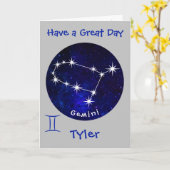 Carte Horoscope Gemini, Carte Anniversaire (Fleur jaune)