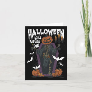 Carte Horreur Retro Éffrayant Halloween ne mourra jamais