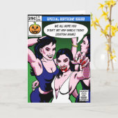 Carte Horror Comic Style Anniversaire (Fleur jaune)