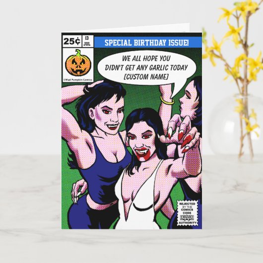 Carte Horror Comic Style Anniversaire (Fleur jaune)