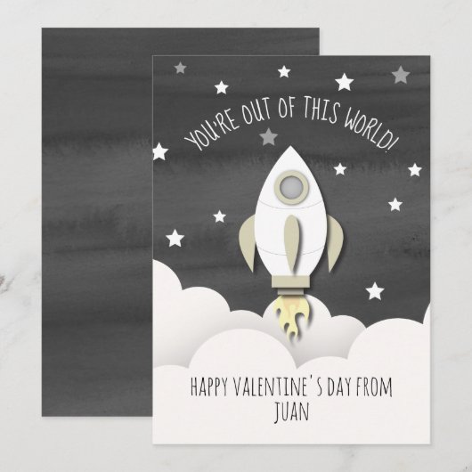 Carte Hors de ce monde de l'espace Rocket Classroom Vale (Devant / Derrière)