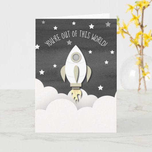 Carte Hors de ce monde de l'espace Rocket Classroom Vale (Fleur jaune)