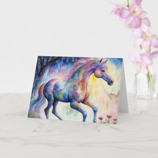Carte Horse Aquarelle Jolie Toutes Les Occasions (Orchidée)