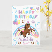 Carte Horse Birthday Card in White (Fleur jaune)