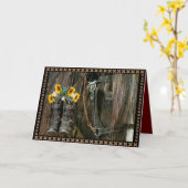 Carte Horse Cowboy Boots Sunflowers Rustic Barque (Fleur jaune)